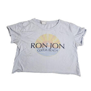 Ron Jon Surf Shop Shirt Womens Blue Crop Beach Ladies SMALL